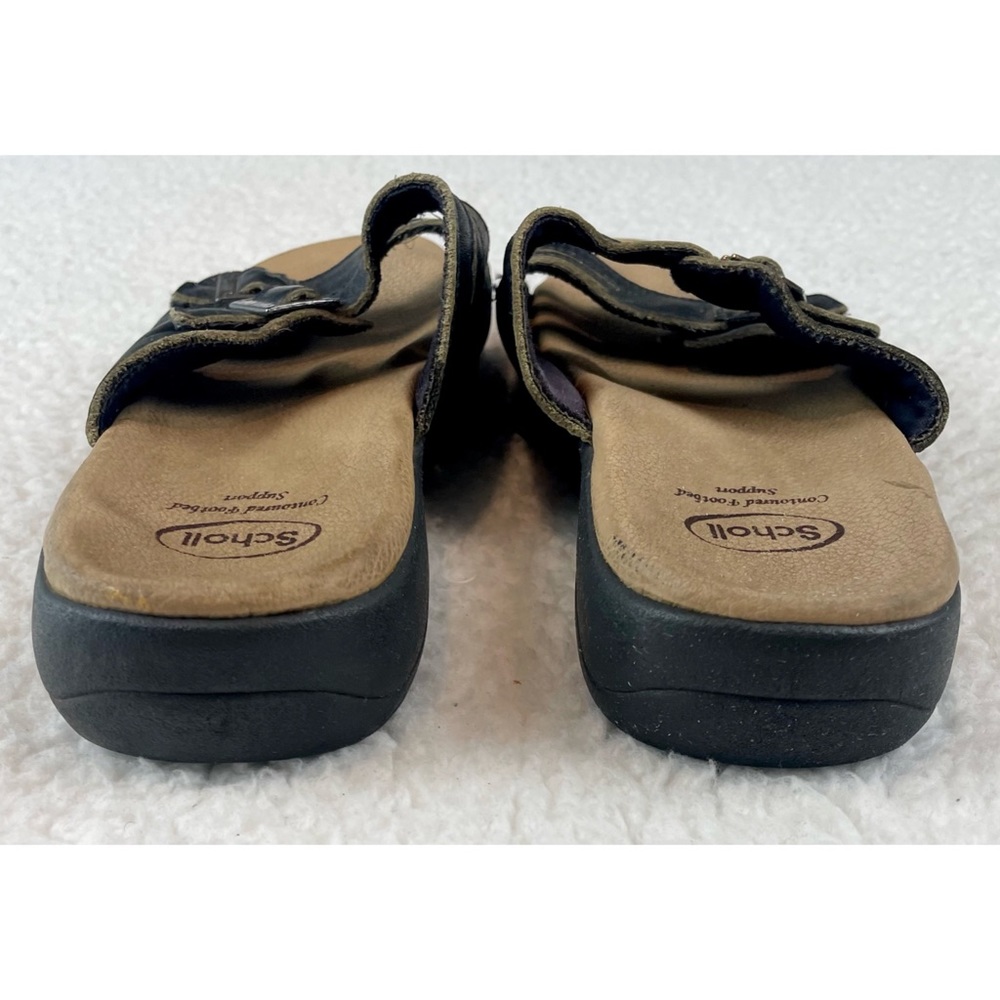 DR. SCHOLL’S • Black/Tan Strappy Buckle Slip-On Sandals, 4 - Picture 8 of 14